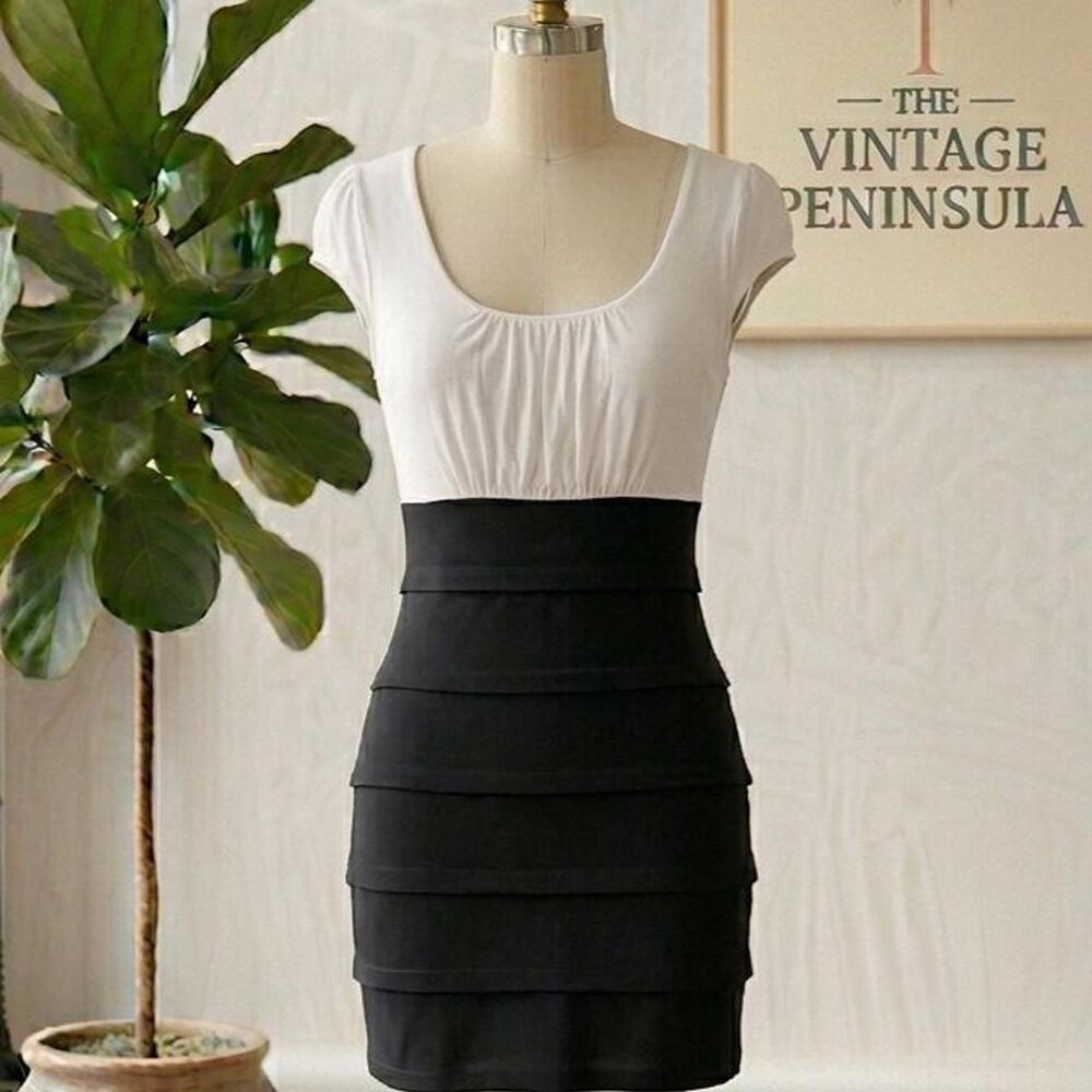 Body-central Women's Black and White Dress